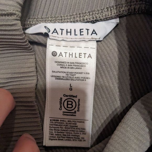 ATHLETA Women's Neutral Brown Tan Ribbed Cropped Leggings Size Large - Picture 4 of 4